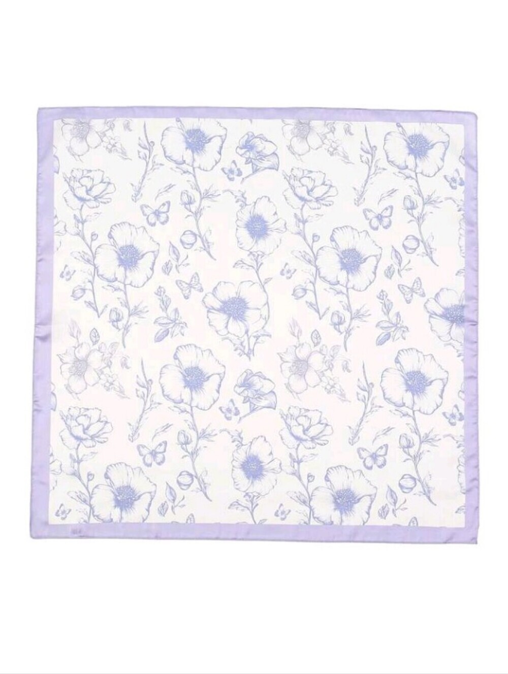 Purple Floral Satin Scarf Summer Vacation Travel